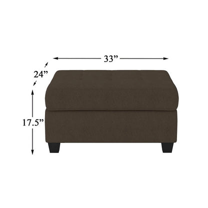 Pemberly Row Upholstered Storage Ottoman, Large Button Tufted Footrest for Living Room, Square Bench with Hidden Space for Blankets, Chocolate
