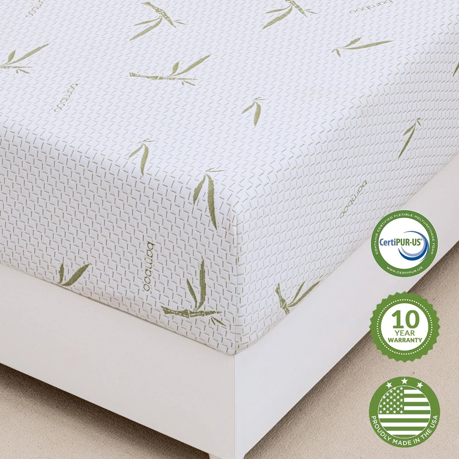 6 inch Twin Memory Foam Mattress with Bamboo Cover, CertiPUR-US Certified, Mattress in a Box