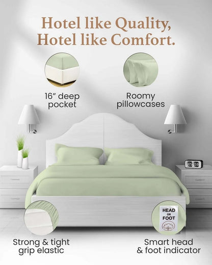 Good Sleep Bedding 100% Egyptian Cotton Split King Sheets, Luxury 1000 Thread Count 5 Piece Sheets & Pillowcases Set - Sage