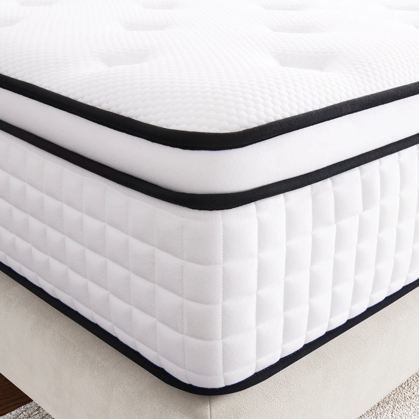 Queen Mattress, Madinog 12" Hybrid Mattress,Innerspring and Gel Memory Foam