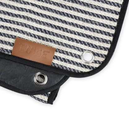 Twine Picnic Blanket - Waterproof Outdoor Blanket , Navy/White Striped 6pc