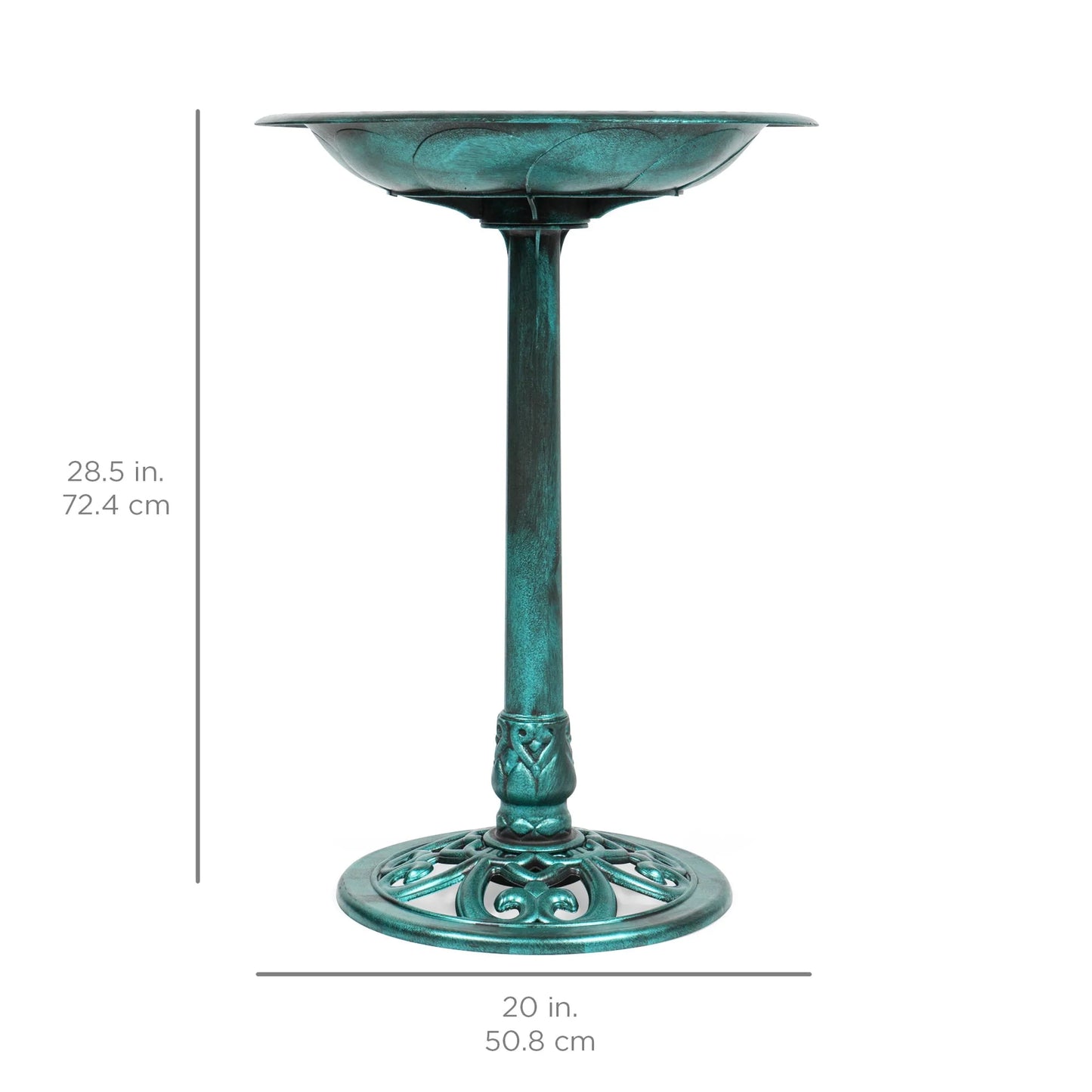 Best Choice Products Outdoor Rustic Pedestal Bird Bath Accent for Garden, Yard w/Fleur-de-Lis Accents Green