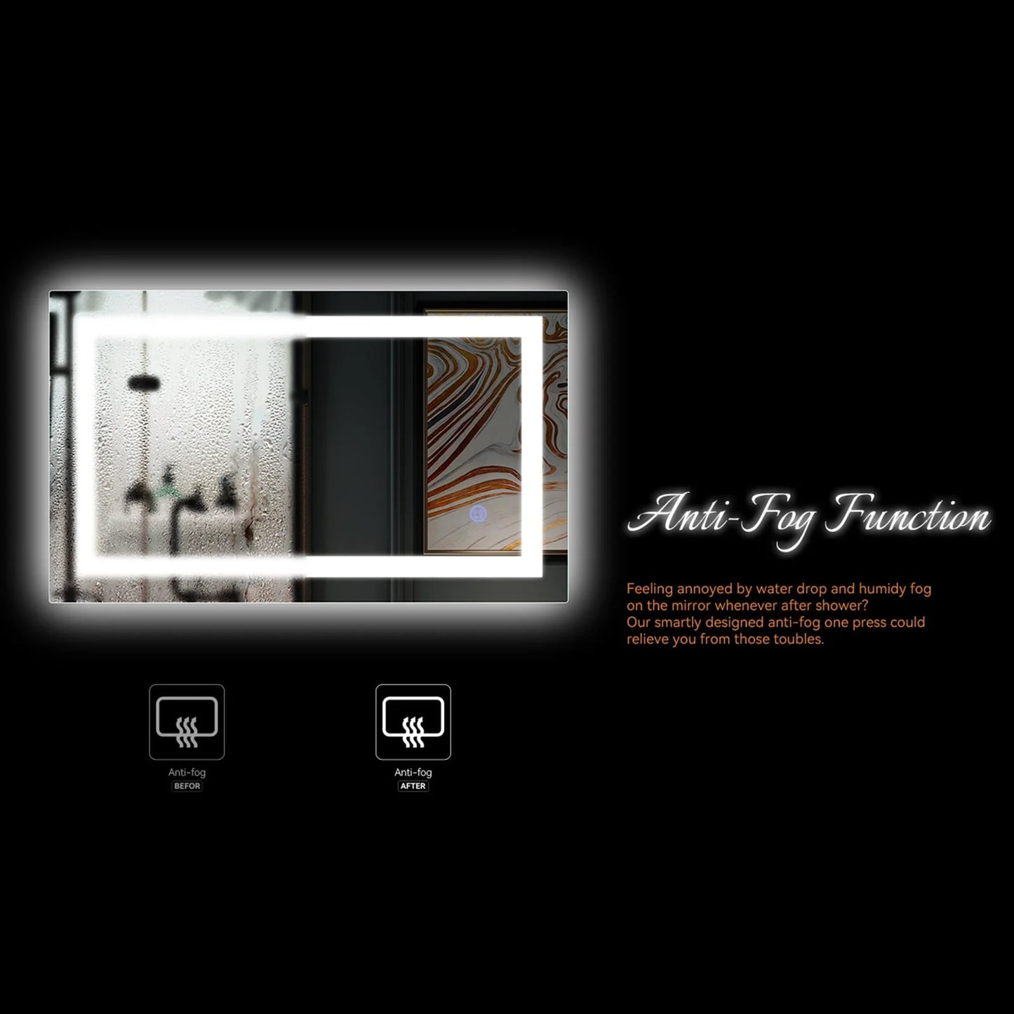 Ktaxon 32"x24" LED Lighted Bathroom Wall Mounted Mirror Vanity or Bathroom Wall Hanging Rectangle Vertical Mirror,Anti Fog+IP67 Waterproof