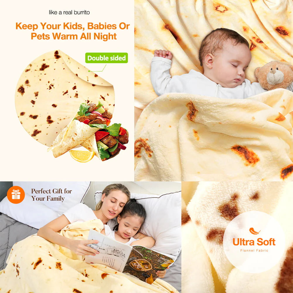 Livhil Giant Tortilla Blanket 71 inch Double Sided, Tortilla Blanket Adult Size Funny Blankets Food Blankets for Adult Kids, Realistic Food Throw Blanket Kids Throw Blanket