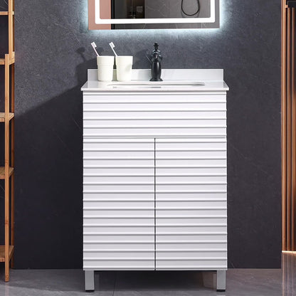 PROHIKER 29.1" Bathroom Vanity with Sink, Modern Bathroom Vanity Cabinet, Freestanding Bathroom Sink Cabinet with 1 Soft-Close Door and Metal Handle