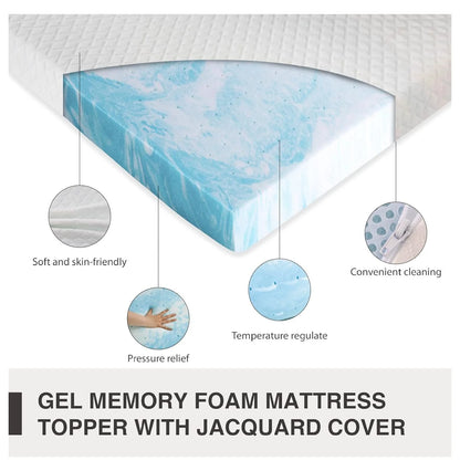 4 Inch Gel Memory Foam Mattress Topper Full - Cooling Topper with Removable Cover - Certified, Pressure Relief, 54x75x4 - Mattress Enhancer