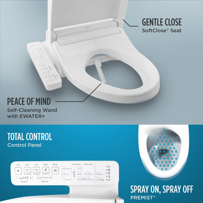 TOTO® WASHLET® C2 Electronic Bidet Toilet Seat with PREMIST and EWATER+ Wand Cleaning, Elongated, Cotton White - SW3074#01
