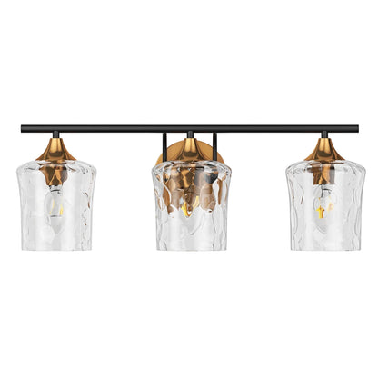 Aiwen Gold Brushed Crystal Vanity Light Fixture 3-Light Modern Bathroom Light Fixture over Mirror Vintage Wall Sconce