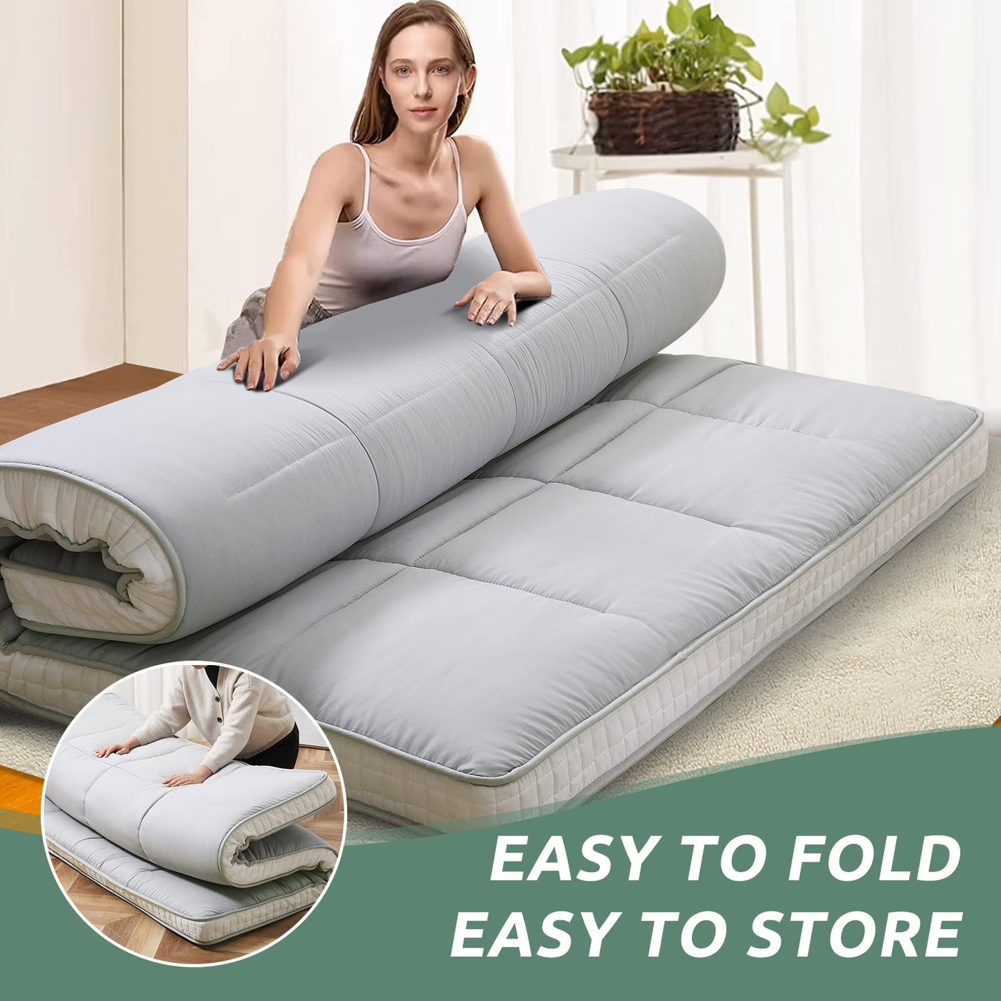 Slsy Futon Mattress 4" Soft and Supportive Twin Mattress Pad with Storage Bag