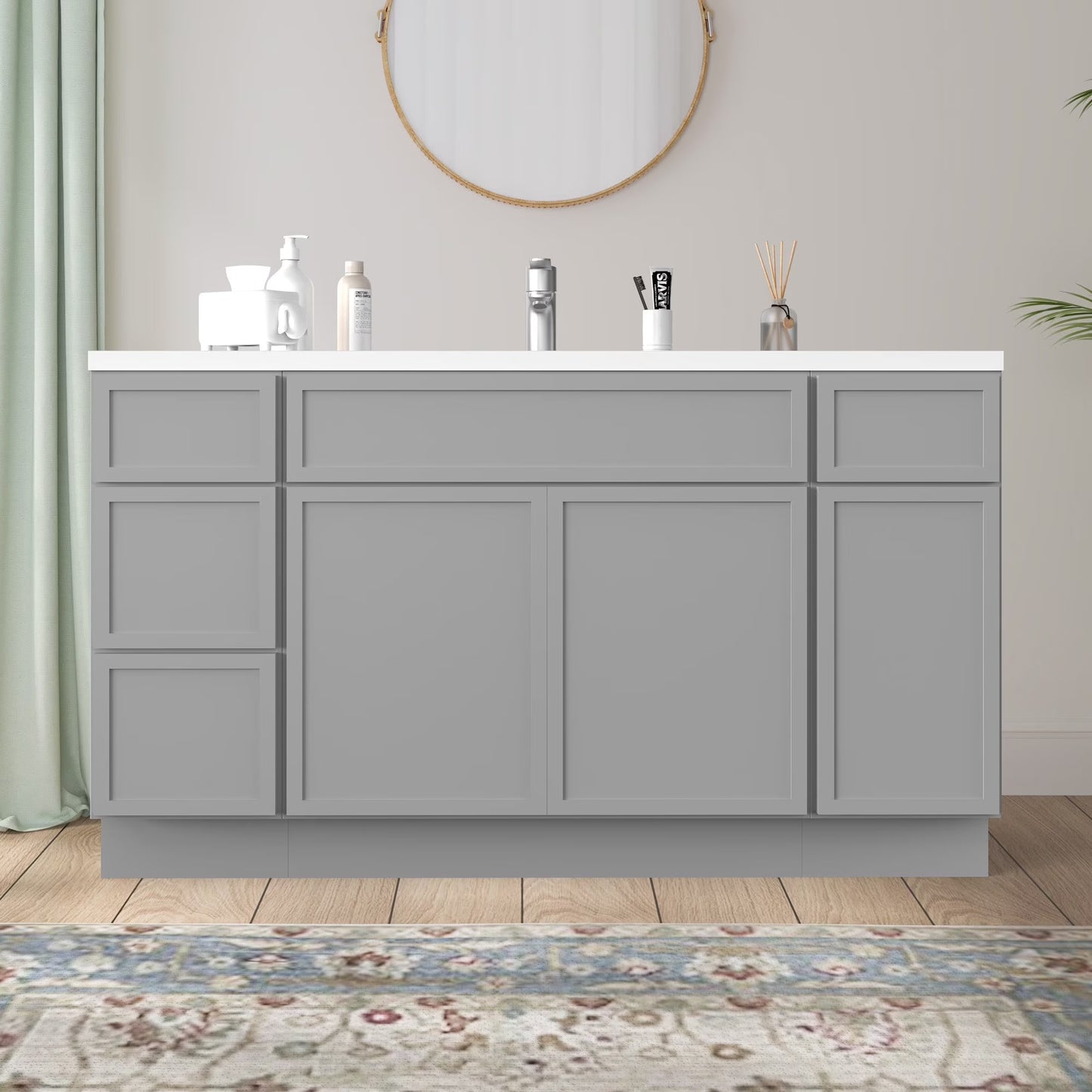 54 in. W x 21 in. D x 32.5 in. H Bath Vanity Cabinet without Top in White