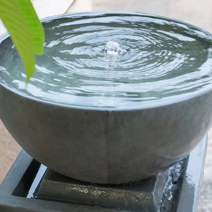 CoSoTower 35.5" Polyresin Gray Zen Bowl Water Fountain, Outdoor Bird Feeder/Bath Fountains, Relaxing Water Feature for Garden Lawn Backyard Porch