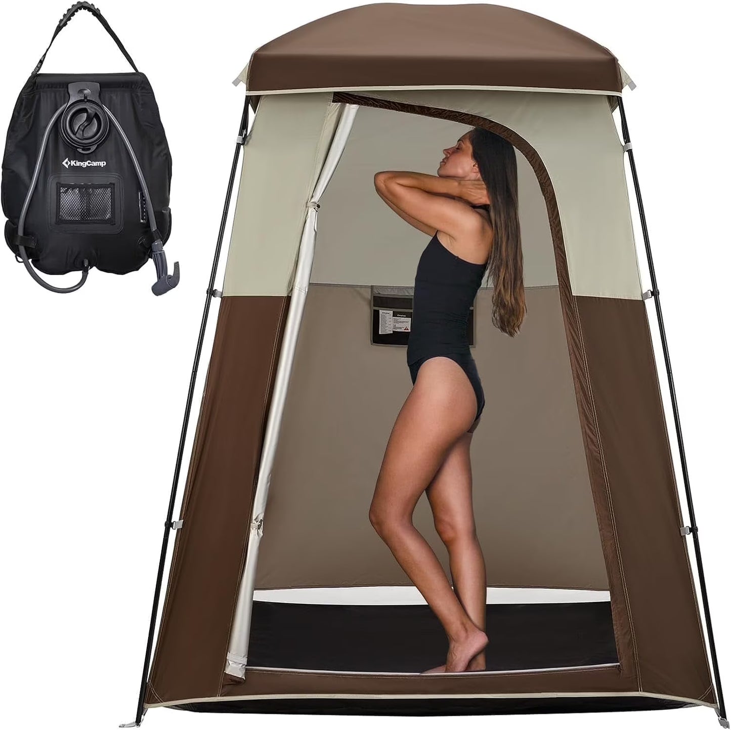 KingCamp Shower Tent, Portable Camping Bathroom Tent with 5 Gallon Solar Heated Bag, Outdoor Privacy Changing Room Tent, Privacy Shelter for Toilet, Dressing Outdoor Camping, Hiking