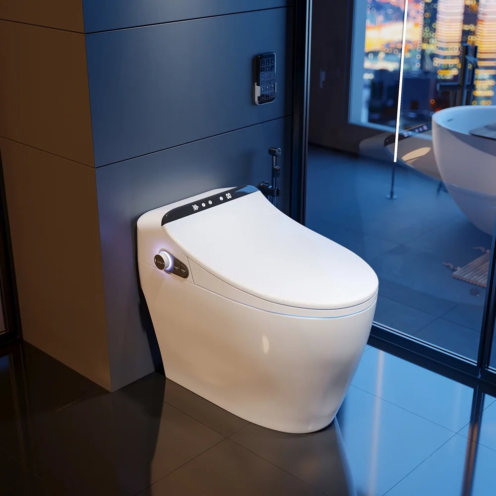 Homary Modern Smart One-Piece 1.27 GPF Floor Mounted Elongated Toilet and Bidet with Seat