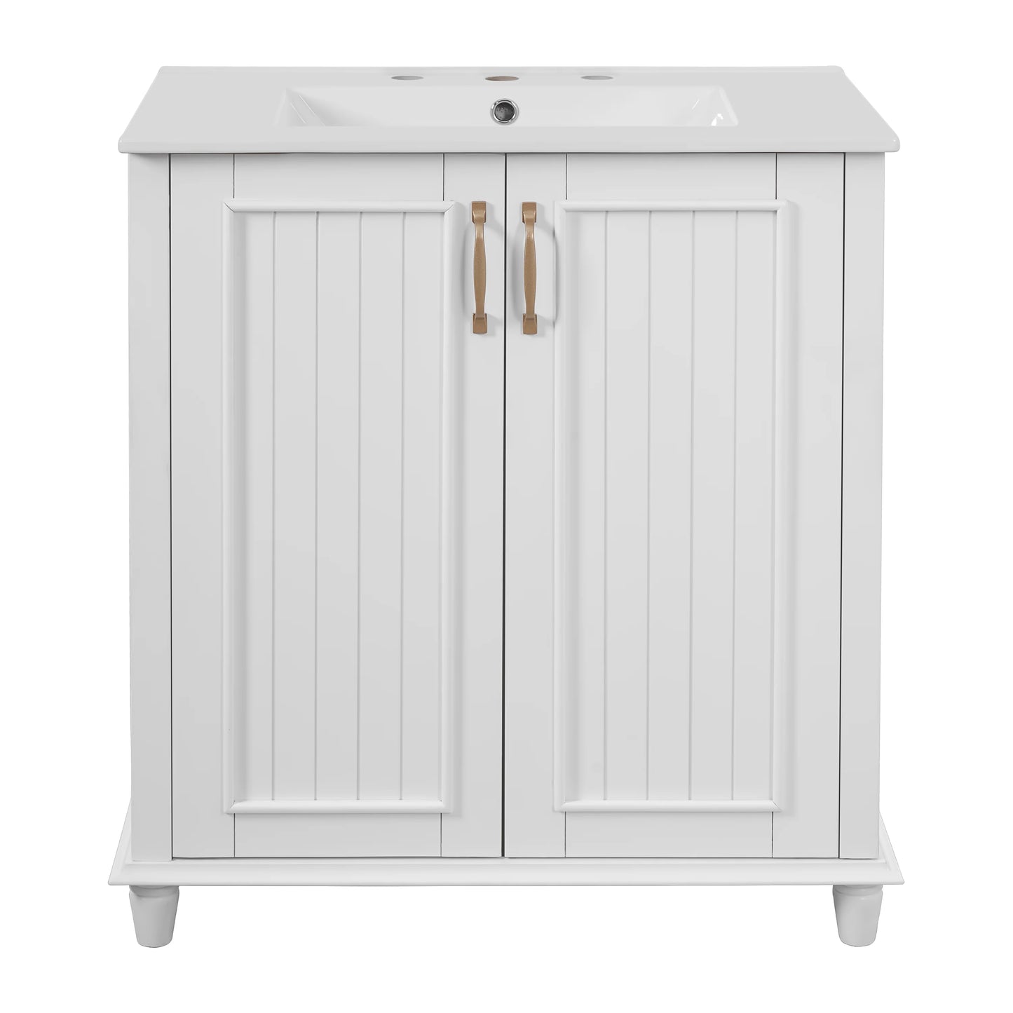 Harper & Bright Designs 30" Bathroom Vanity with Sink, Bathroom Storage Cabinet with Drawers, Single Sink Bathroom Vanity, White