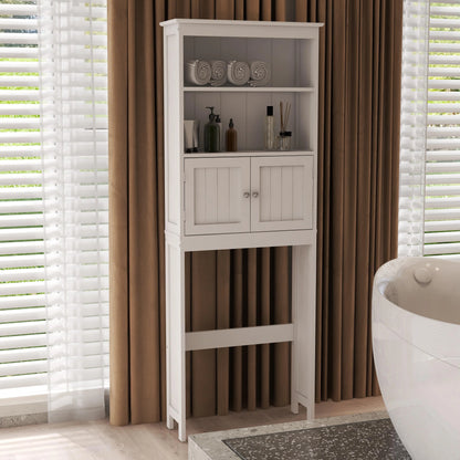 Ktaxon Over The Toilet Bathroom Storage Cabinet and Shelf with 2 Doors Bathroom Spacesaver, White
