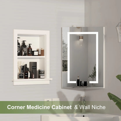Hironpal White 2-Tier Recessed 15x18 Wall Niche Medicine Cabinet Replacement, in The Wall Bathroom Cabinet Insert Shelf/Shelves
