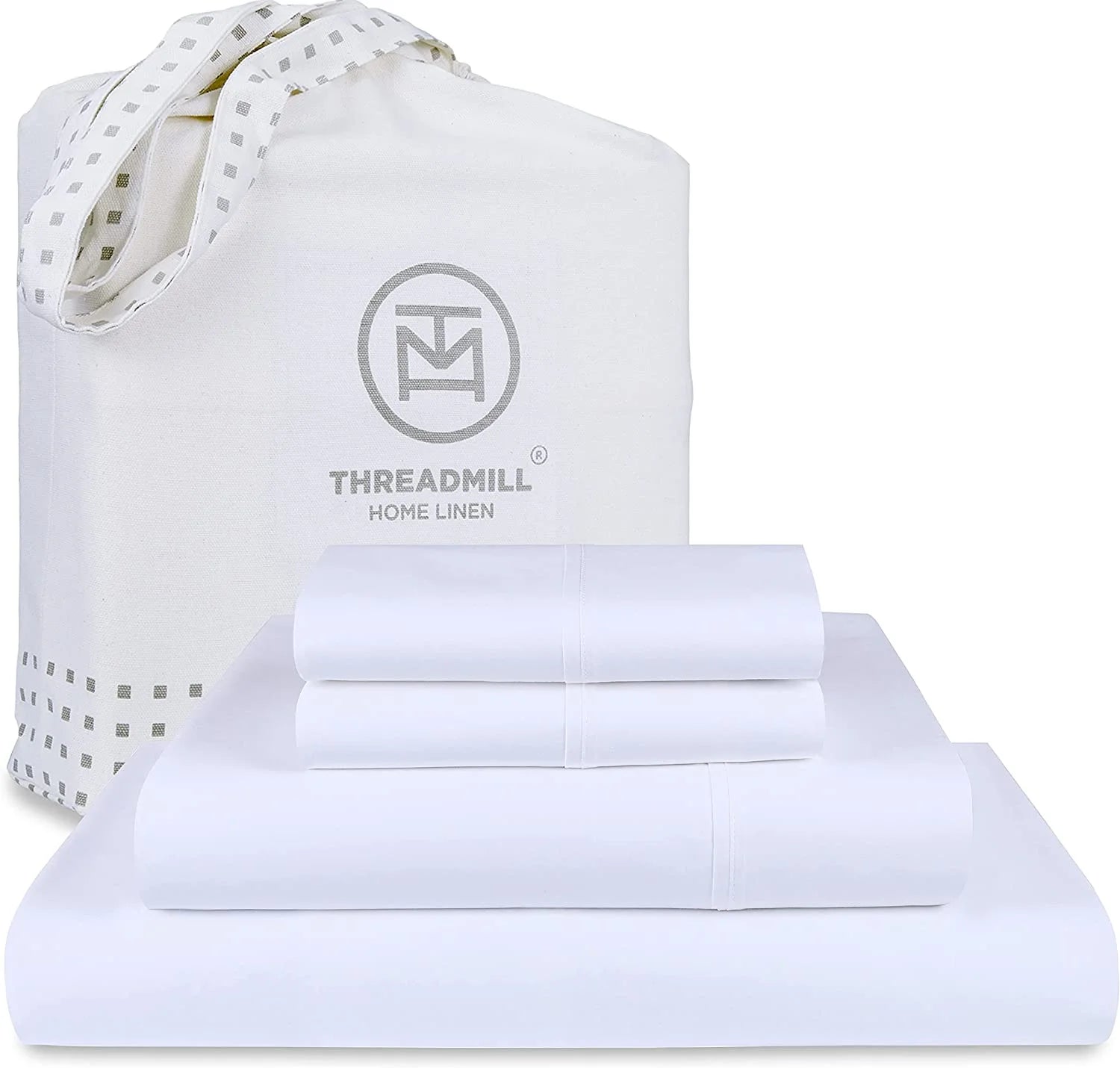 Threadmill Home Linen Luxury Supima Cotton 4-Piece 1200 Thread Count Bed Sheet Set, Full, Deep Pocket, Off-White Solid