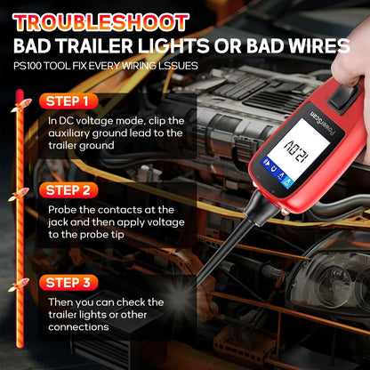 Autel PowerScan PS100 Automotive Circuit Tester, Power Circuit Probe Scan Tool, 12-24V Electrical Short Open Breaker Circuit Finder, AC/DC Current Resistance, 20ft Extension Cord