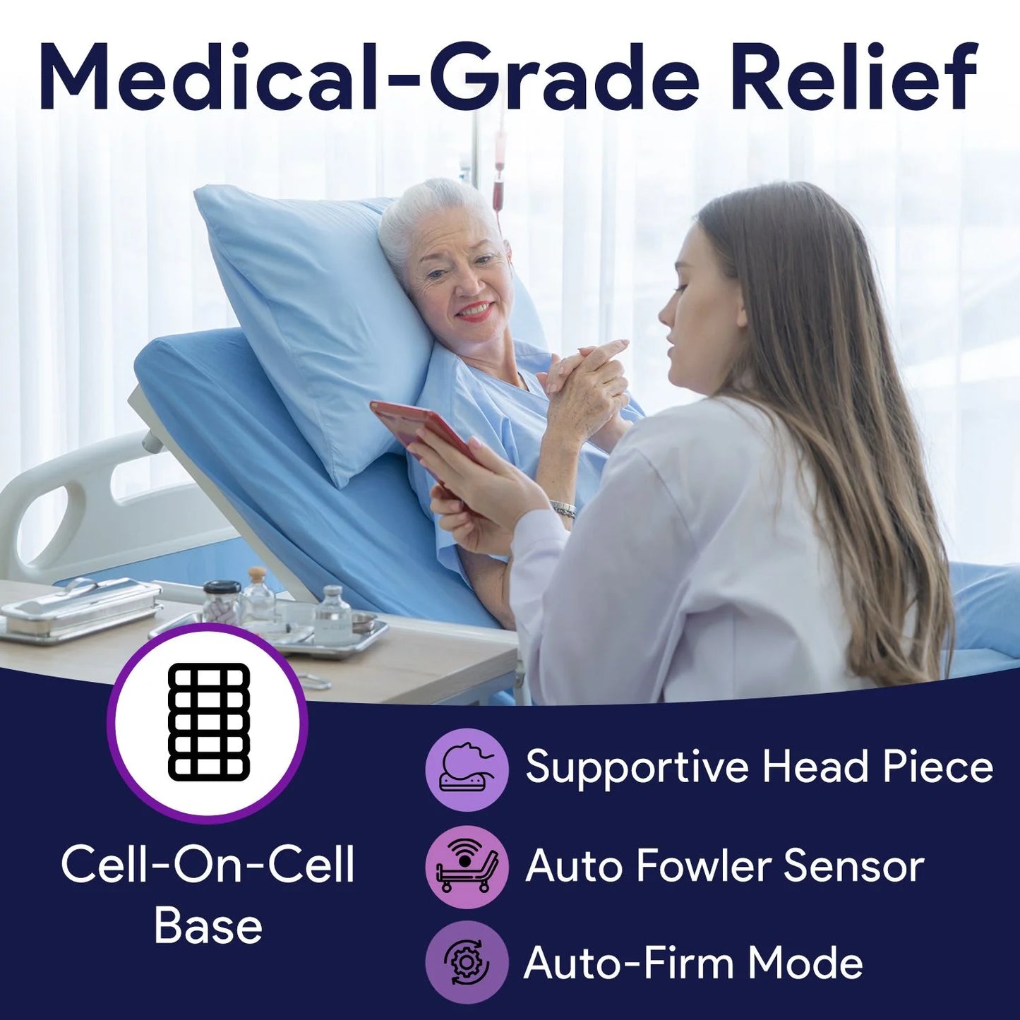 Proheal Bariatric True Low Air Loss Alternating Pressure Air Mattress with Pump & Side Air Perimeter - 42° x 80° x 8/11"