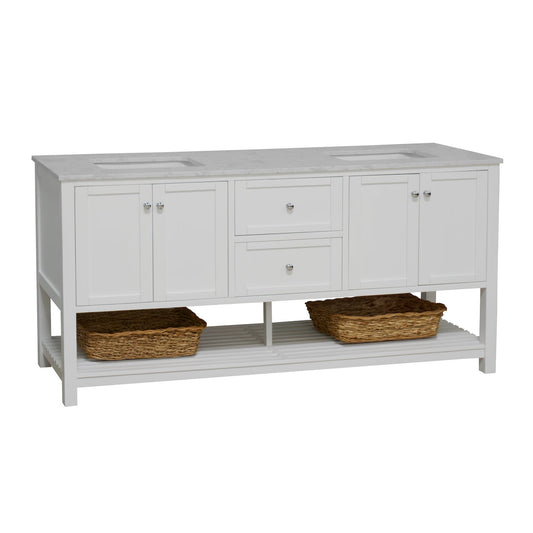 Lakeshore 72" Double Bathroom Vanity with White Cabinet and Engineered Carrara Top