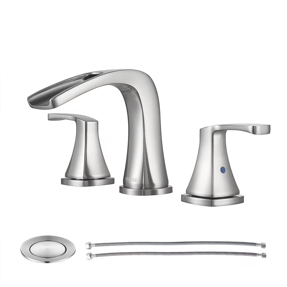 PARLOS Waterfall Widespread Two Handles Bathroom Sink Faucet , Polished Chrome