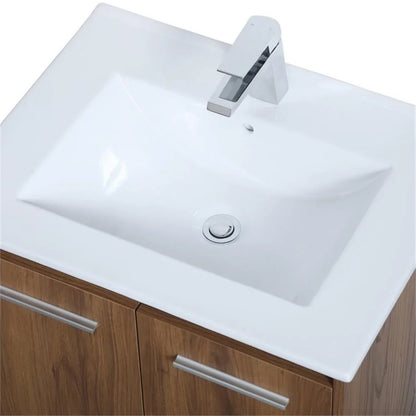 24 inch Single Bathroom Floating Vanity in Walnut Brown