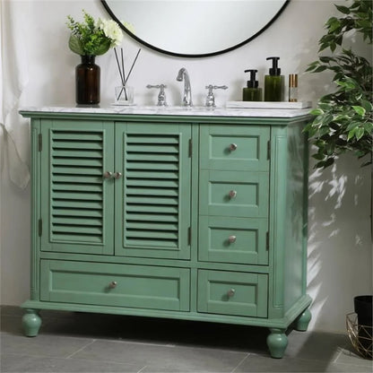 Elegant Decor Rhodes 42" Coastal Solid Wood Single Bathroom Vanity in Blue