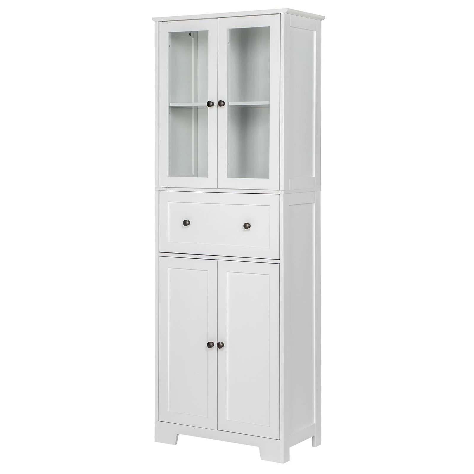 Ktaxon 64" Tall Bathroom Storage Cabinet, Kitchen Pantry, Sideboard Buffet Cabinet Cupboard Wooden with 2 Doors and Adjustable Shelves for Bathroom Kitchen, White