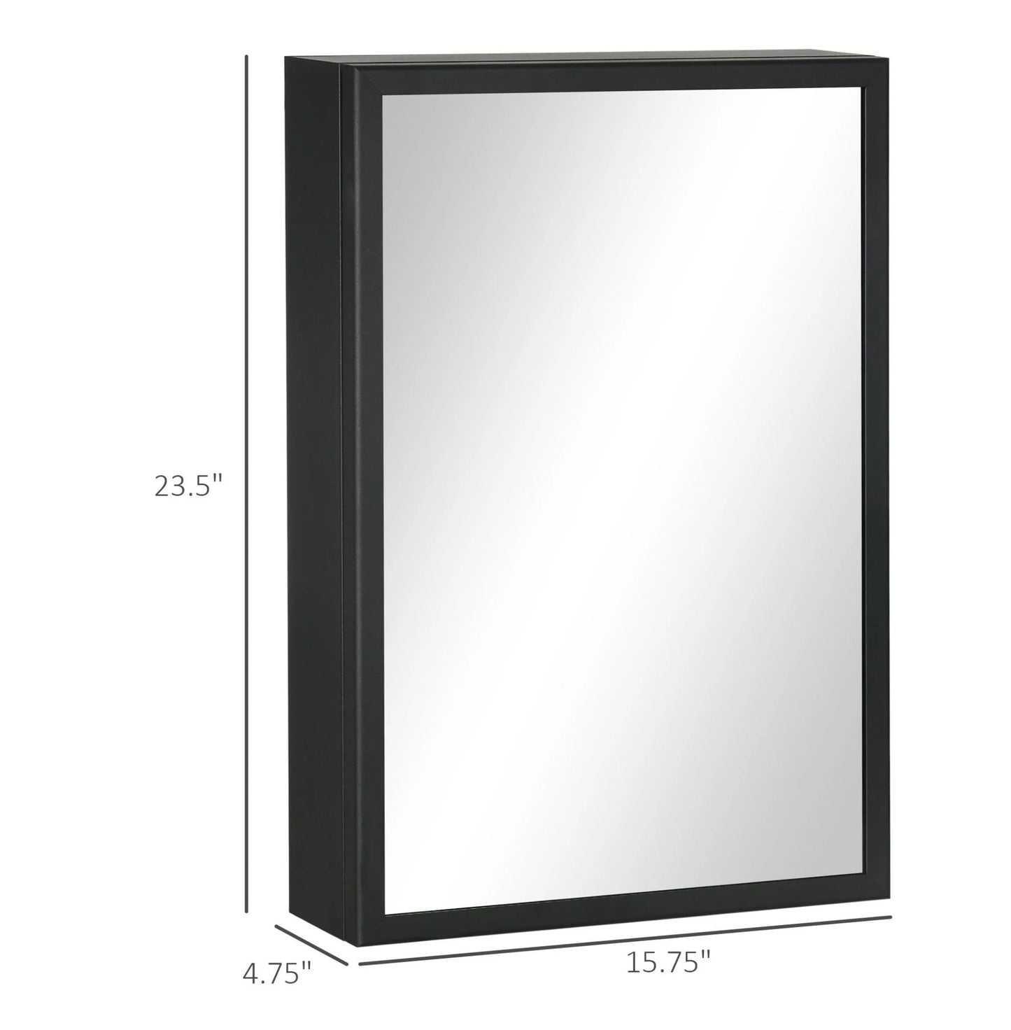 Compact Wall Cabinet, Black Single Door Medicine Cabinet with Mirror & Shelves for Bathroom or Home
