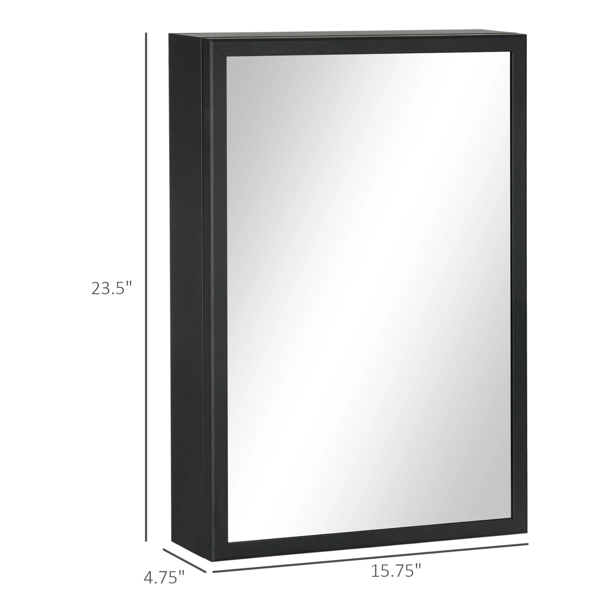 Compact Wall Cabinet, Black Single Door Medicine Cabinet with Mirror & Shelves for Bathroom or Home