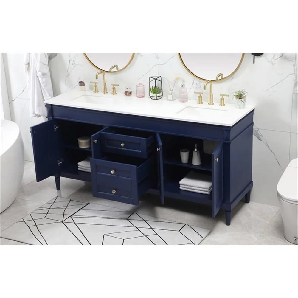 Elegant Kitchen and Bath 72 Inch Double Bathroom Vanity In Blue