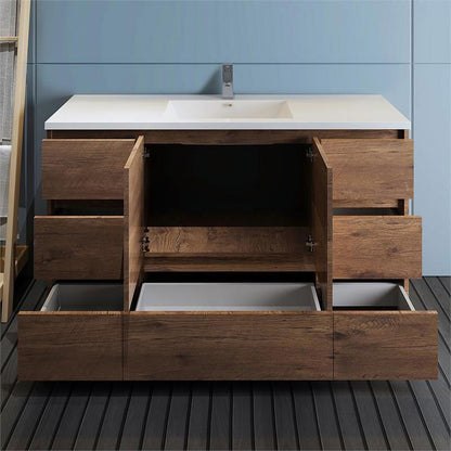 Fresca Lazzaro 60" Rosewood Free Standing Modern Bathroom Cabinet w/Integrated Single Sink