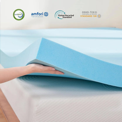 CHUN YI 3 Inch Memory Foam Mattress Topper Queen, Gel Infused Bed Topper for Pressure Relief, Memory Foam Mattress Pad for Queen Size Bed, CertiPUR-US Certified