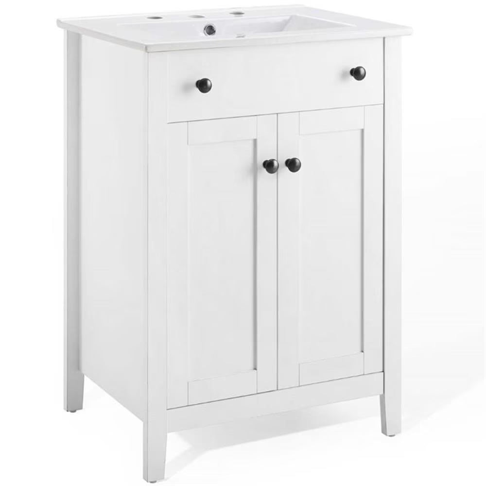 Modway Nantucket 24" Modern Wooden Bathroom Vanity in Gray and White