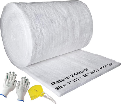 Simond Store Ceramic Fiber Insulation Roll, 2400F - 1"X24"X25', High Density Fireproof Insulation Blanket for Forge