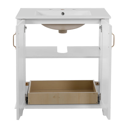 Harper & Bright Designs 30" Bathroom Vanity with Sink, Bathroom Storage Cabinet with Drawers, Single Sink Bathroom Vanity, White