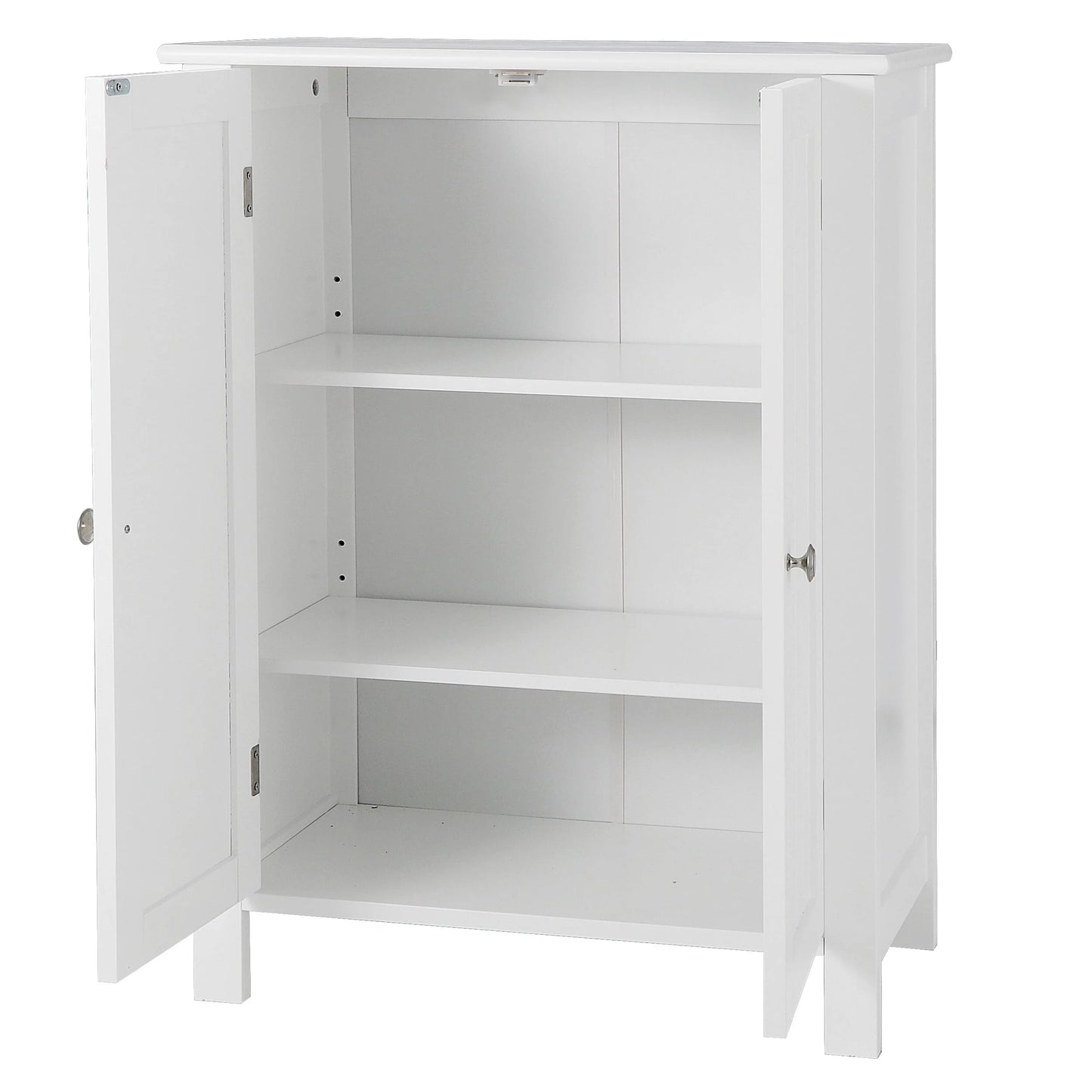 HomGarden 2-Door Bathroom Floor Storage Cabinet Side Cupboard W/Adjustable Shelves, 11.8'' W, White