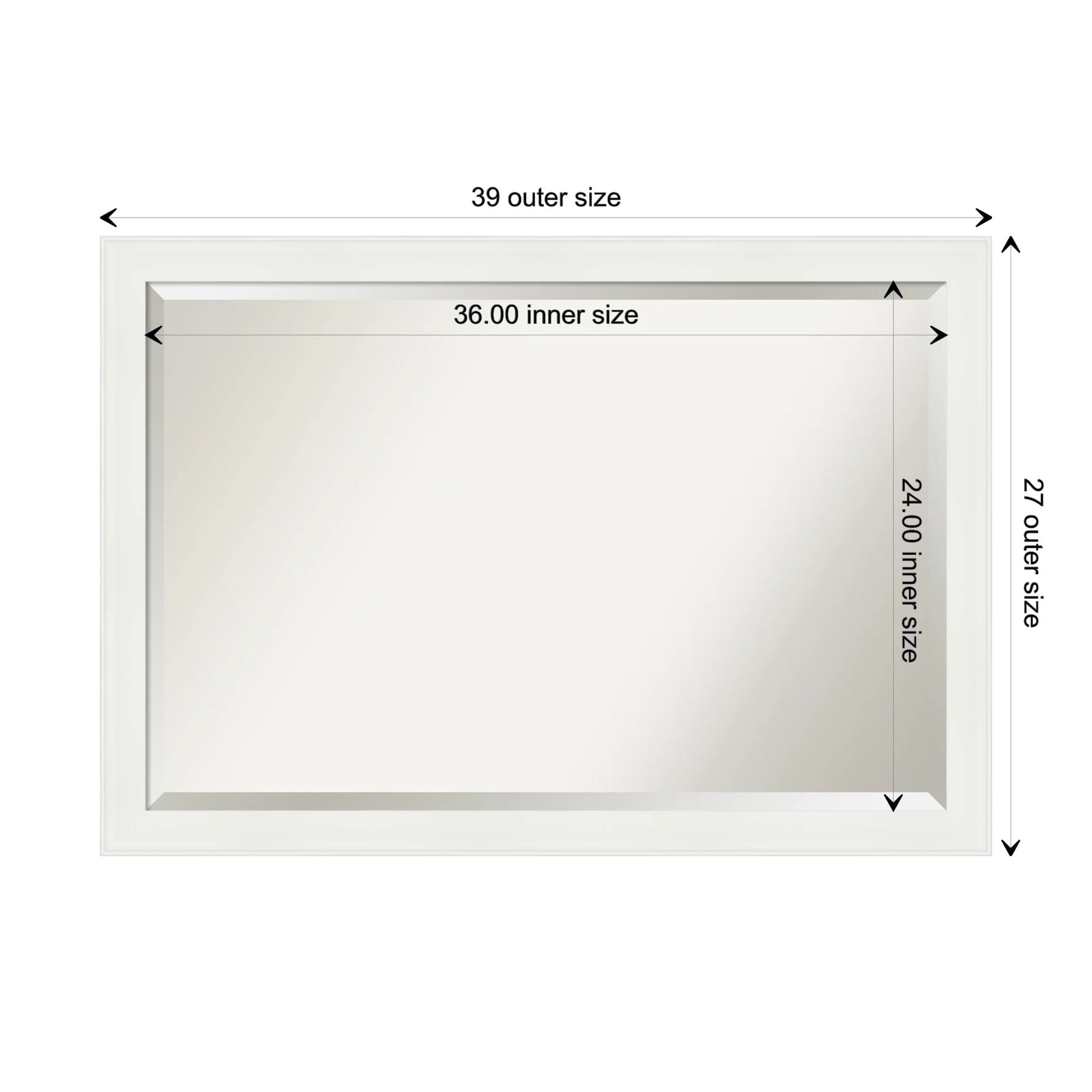 Vanity White Narrow Beveled Wood Bathroom Wall Mirror