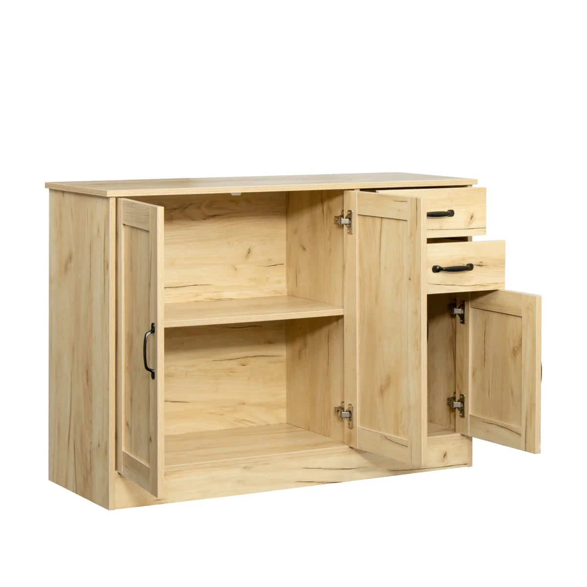 Buffet Sideboard, Kitchen Buffet Storage Cabinet Versatile Wardrobe Console Table with 2 Doors & 2 Drawers, Wood Free-Standing Pantry Cupboard with 1 Storage Cabinet for Dining Room, Oak