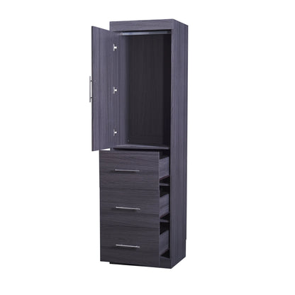 Euroco Wood Full Size Murphy Wall Bed with Wardrobe and Drawers for Living Room, Moveable Wardrobe and Drawers, Space-Saving & Easy Open and Close for Kids Teens Adults, Gray