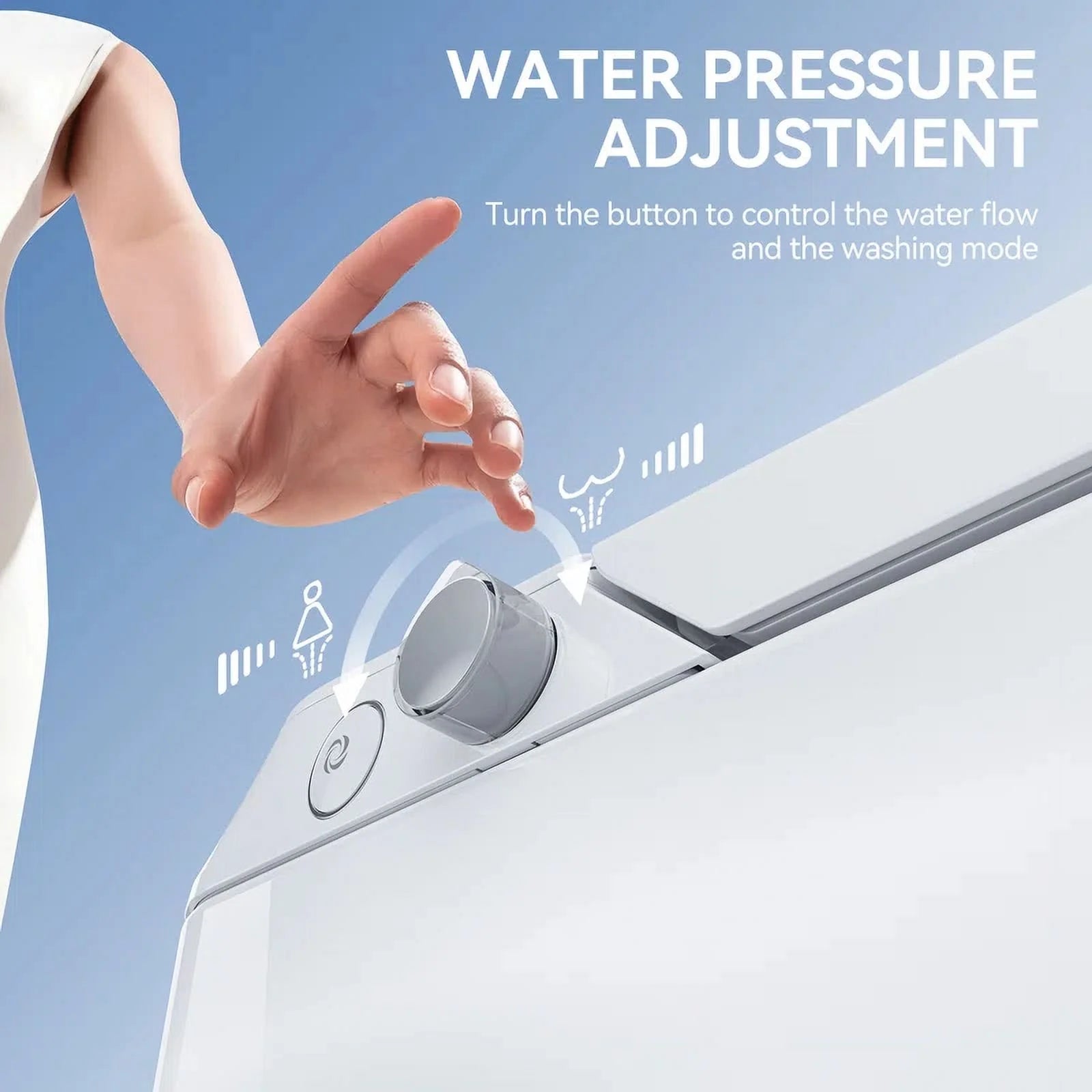 HOROW Non-electric Smart Bidet Toilet with Dual Nozzles Cleanse Built-in Pump for Power Flush Map 1000g ADA Chair Height