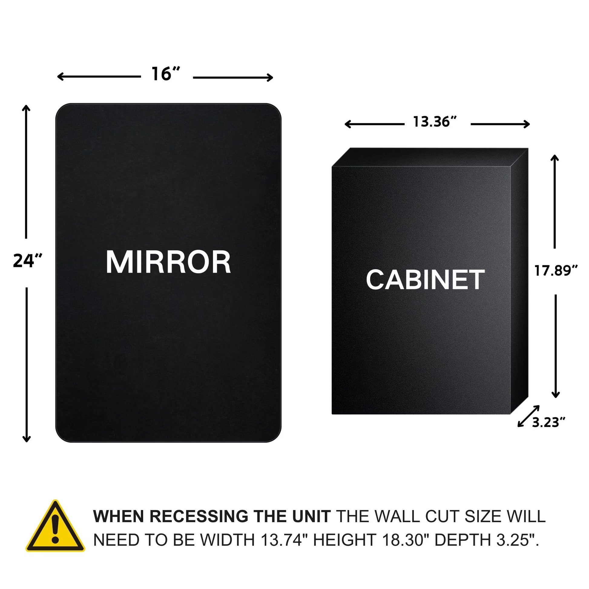 TEHOME Farmhouse Recessed Metal Bathroom Medicine Cabinets with Mirror 24" x 16" - Rubbed Bronze