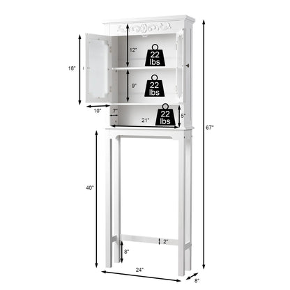 Costway Over The Toilet Bathroom Space Saver Carved Top Toilet Rack w/Adjustable Shelf