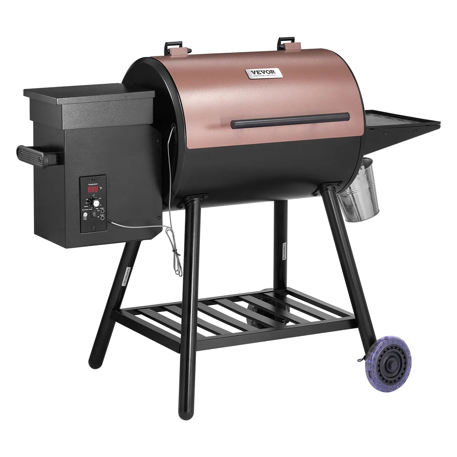 VEVOR Wood Pellet Grill Smoker, 8 in 1 BBQ Grills for Outdoor Cooking, 456 Square Inches Cook Area Electric Grill and Smoker, with Digital Controller, Meat Probe, 500° F Max Temperature, Black