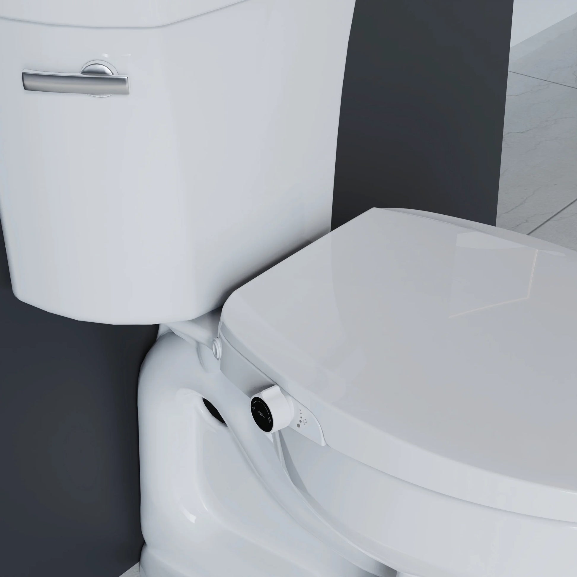 Mainstays Elongated Non-Electric Bidet Toilet Seat with Dual Self-Cleaning Nozzles, Daisy White