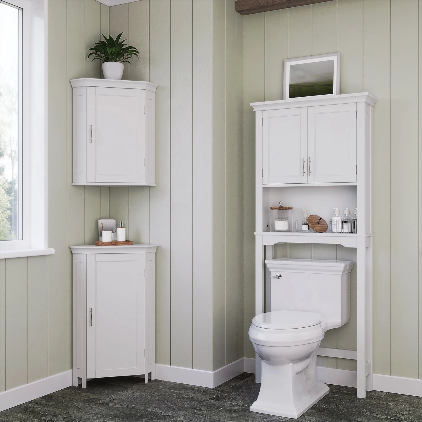 RiverRidge Somerset Over the Toilet Bathroom Spacesaver Medicine Cabinet Shelf - White
