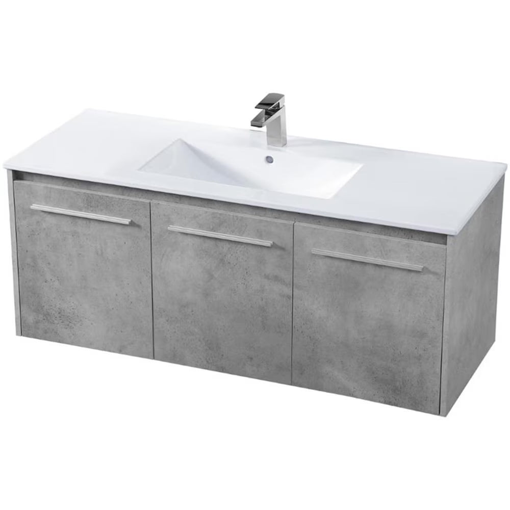 Elegant Kitchen and Bath 48 Inch Single Bathroom Floating Vanity In Concrete Grey