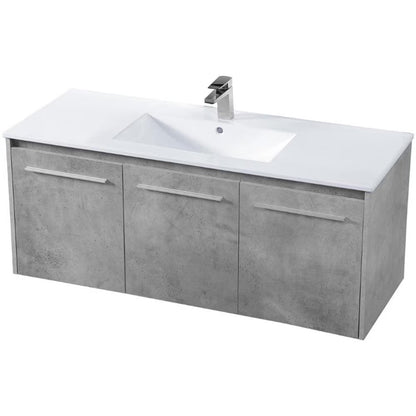 Elegant Kitchen and Bath 48 Inch Single Bathroom Floating Vanity In Concrete Grey