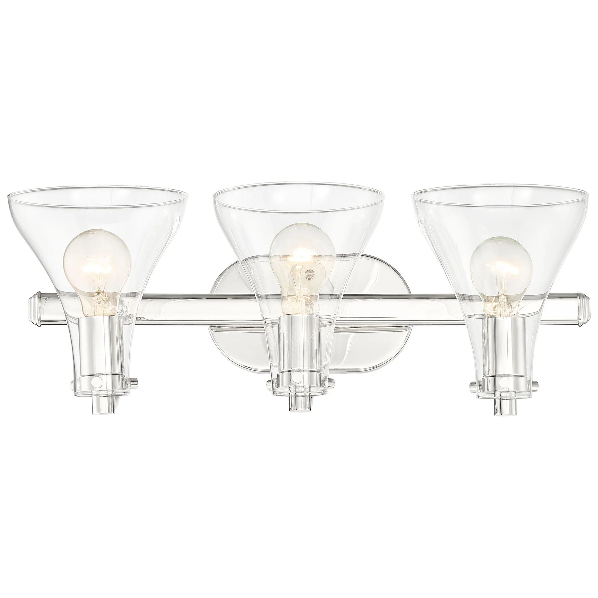 Possini Euro Design Sorren Industrial Modern Wall Light Polished Chrome Hardwire 20 1/2" 3-Light Fixture Clear Glass for Bedroom Bathroom Vanity Home