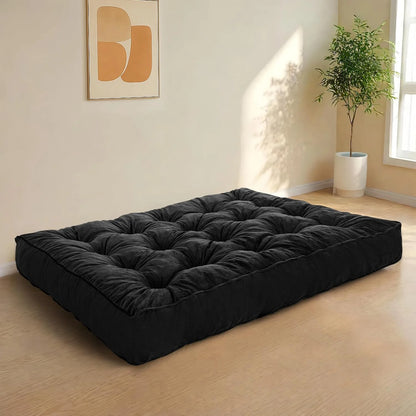 XH 8" Futon Mattress, Full Size Extra Thick Futons Sofa Couch Bed for Adults, Velvet Floor Mattress Shredded Foam Filling (Frame Not Included)